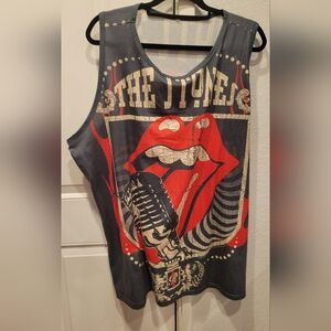 Women's Graphic Tank Top with Red Lip Motif - Charcoal
